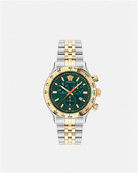 versace vrscvehb00219|Hellenyium Chrono Watch Silver,Green .